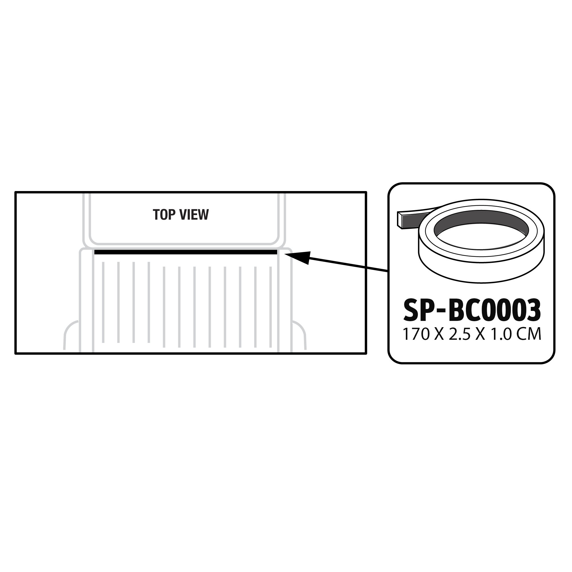 Universal - Front Seal Strip 170 x 2.5 x 1cm | SP-BC0003