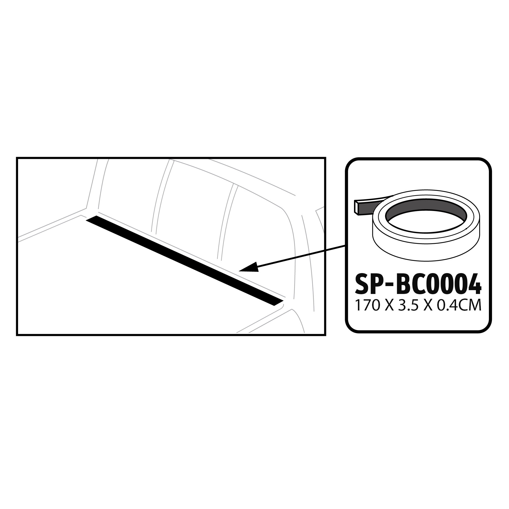 Universal - Front Seal Strip 170 x 3.5 x 0.4cm | SP-BC0004
