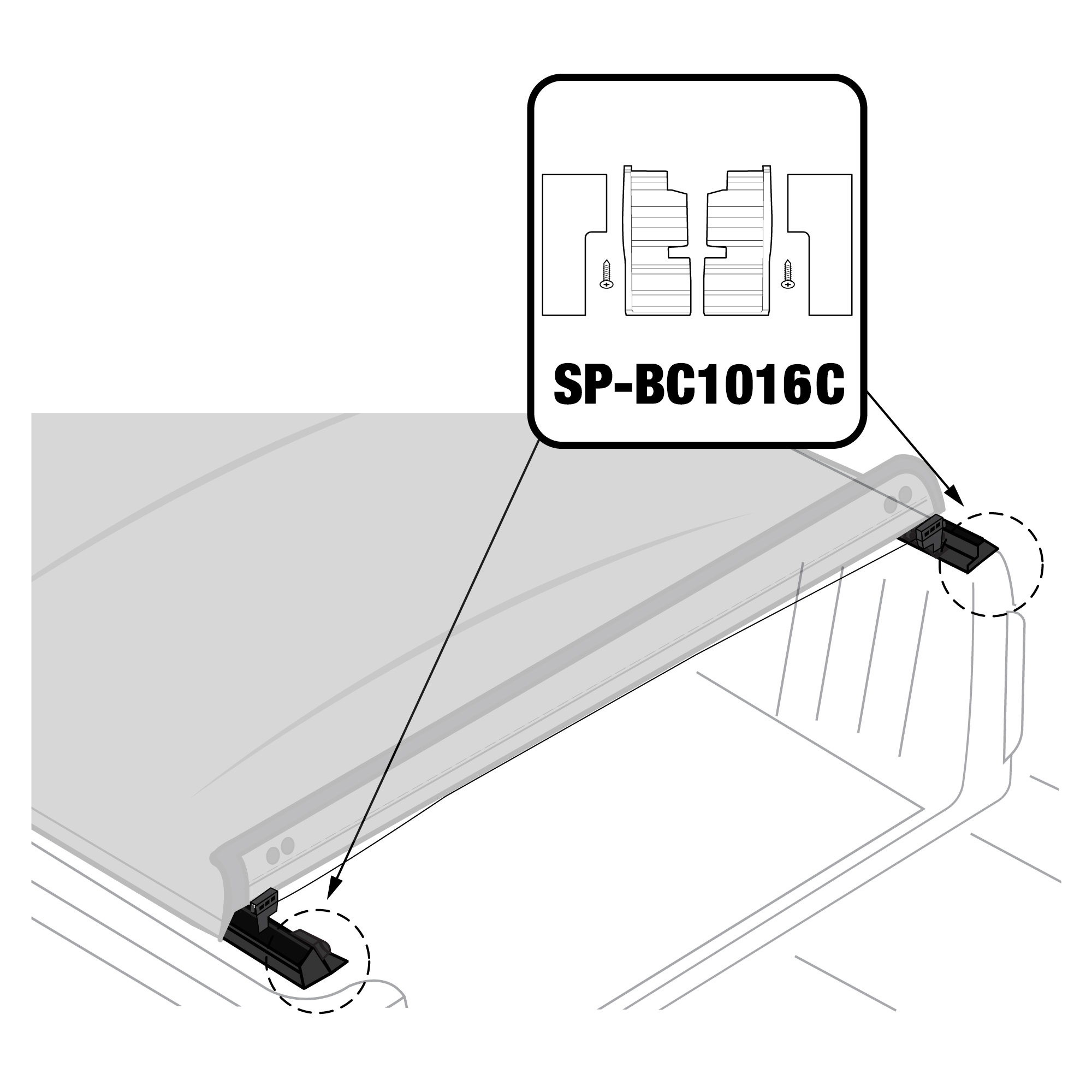 For T1 - Side Rail End Caps with Screws | V4 - Check Serial # | Left and Right Pair | SP-BC1016C