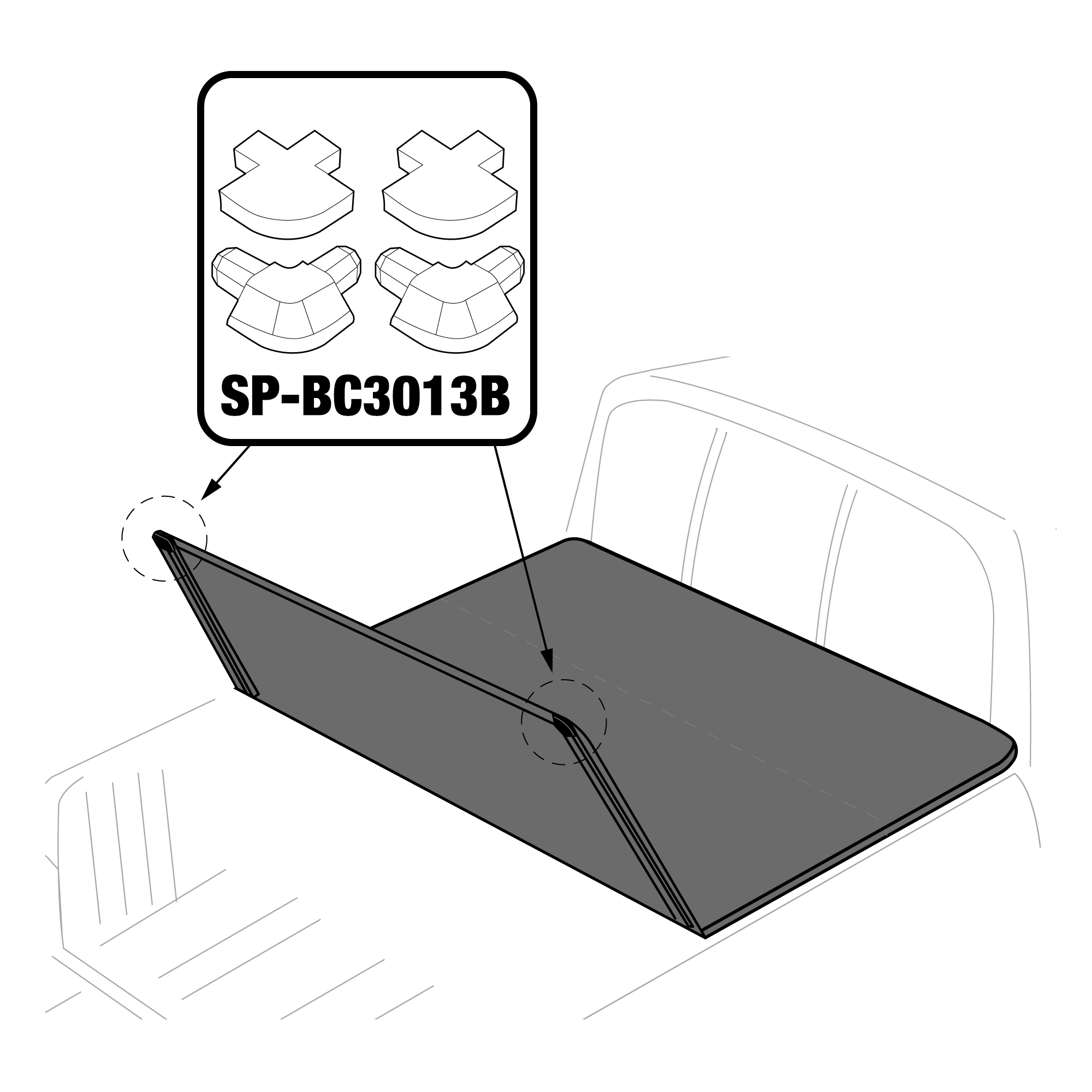 For T3 - Front & Rear Corner Connectors with Corner Foam | 2 Sets | SP-BC3013B