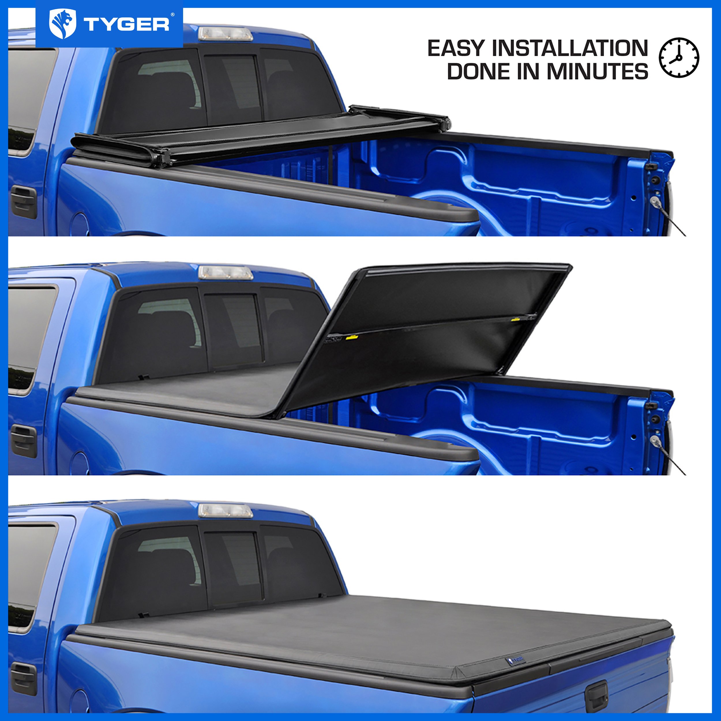 TYGER T3 Soft Tri-fold fit 2015-2024 Ford F-150 | 6.5' Bed