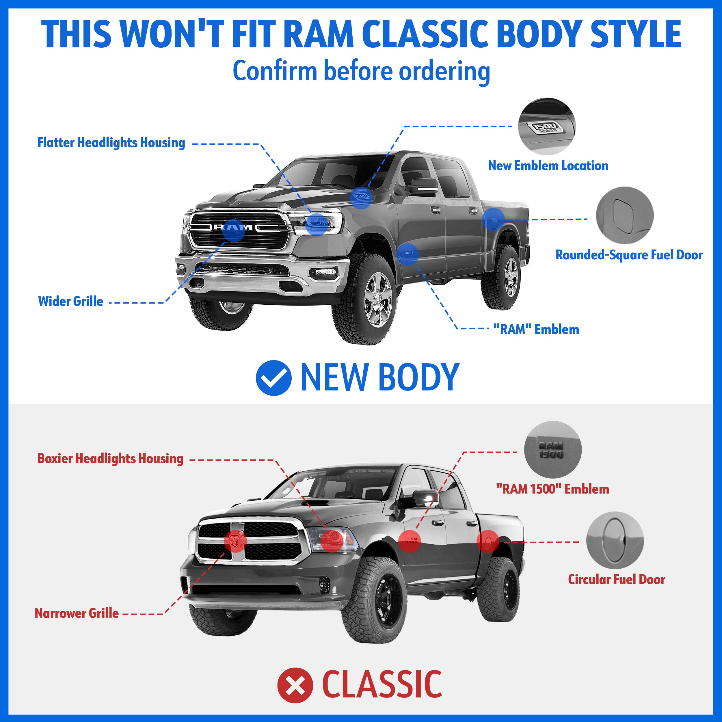 TYGER Access fit 2019-2025 Ram 1500 (Not Fit 19-24 Classic) | Crew Cab