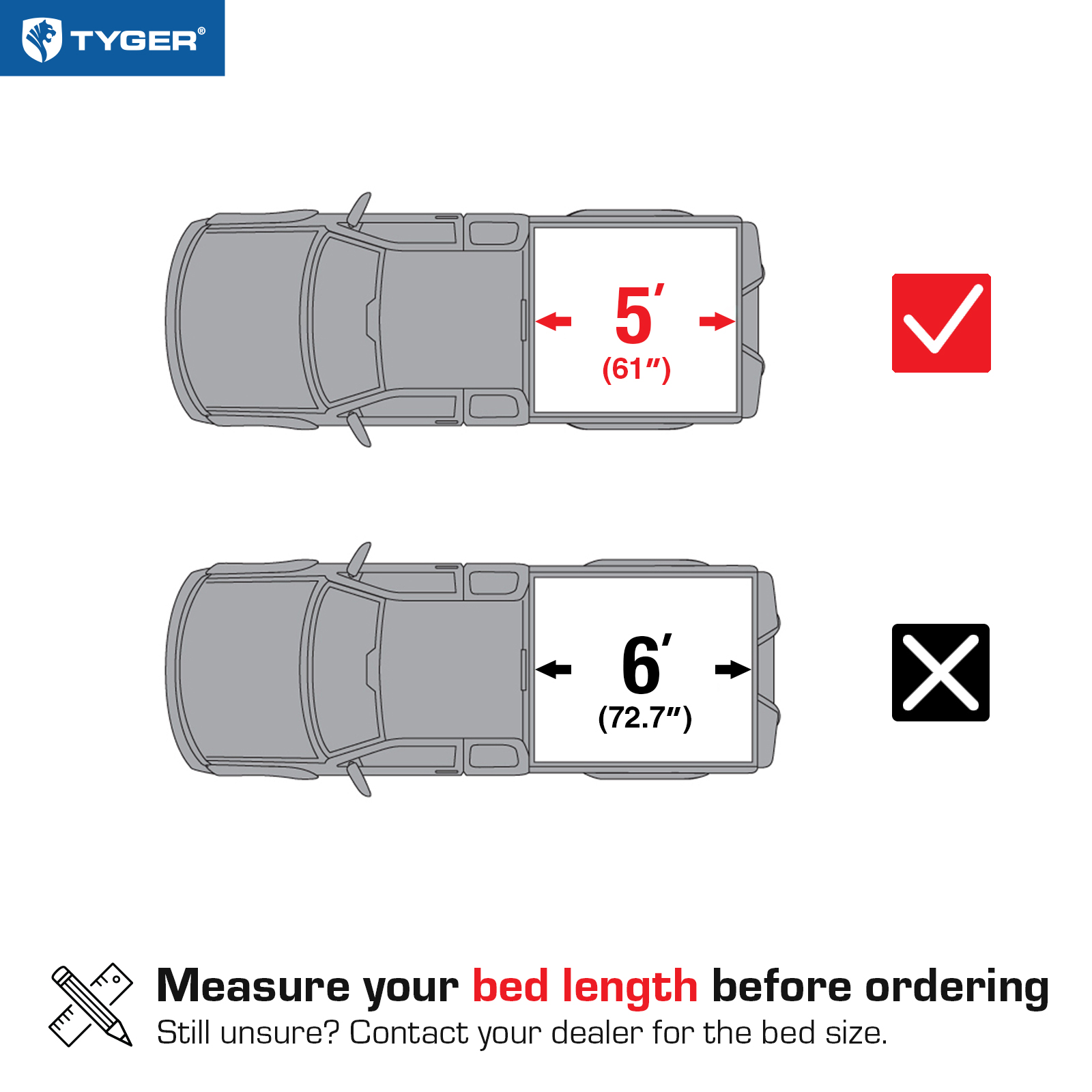 TYGER T1 Soft Roll-up fit 2024 Ford Ranger | 5' Bed