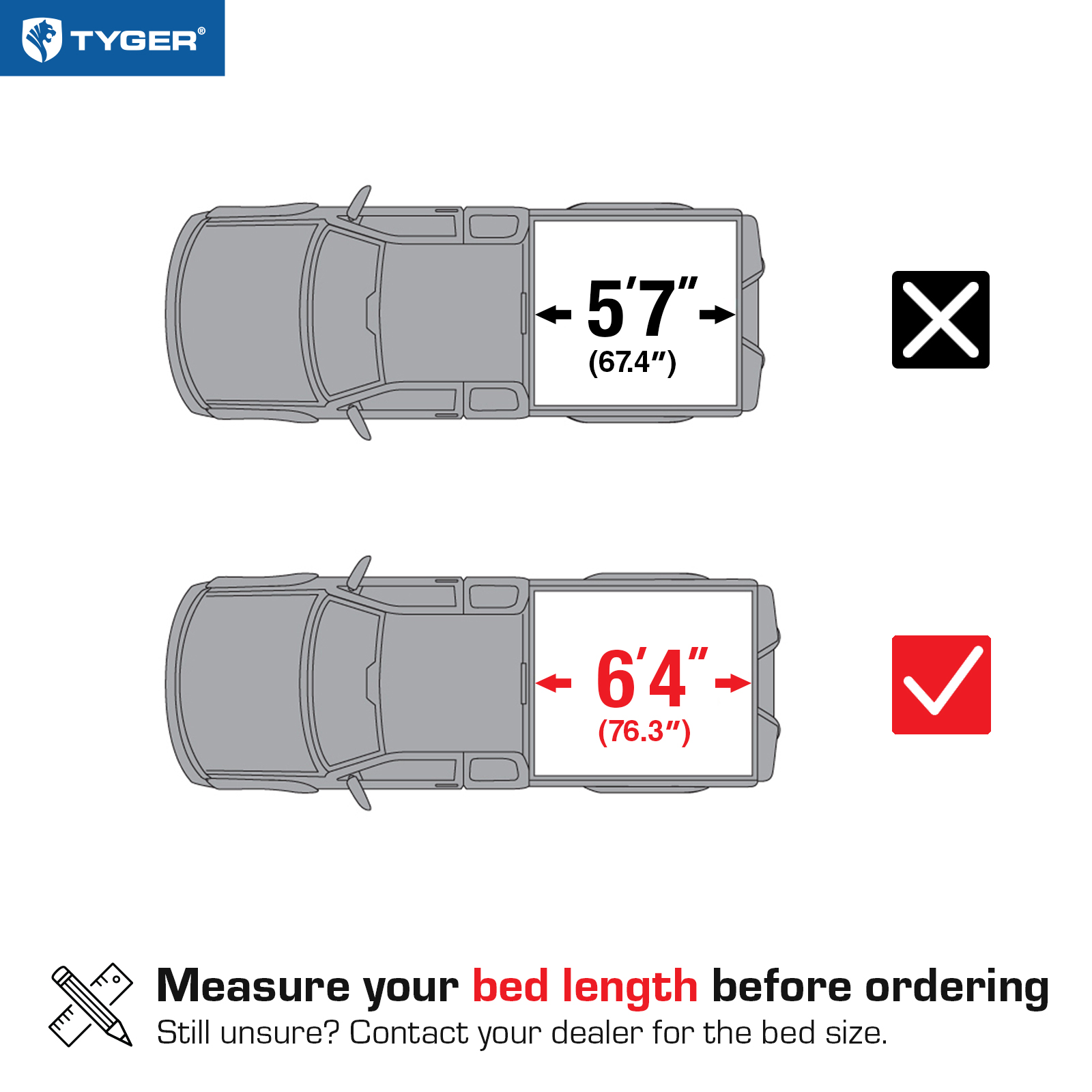 TYGER T2 Low Profile Soft Roll-up fit 09-18 Ram 1500; 10-24 2500 3500; 19-24 Classic | 6'4