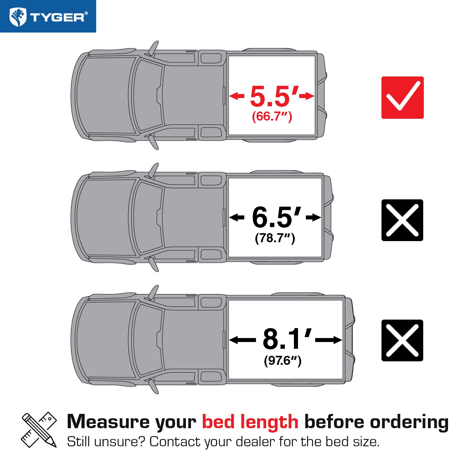 TYGER T3 Soft Tri-fold fit 2007-2013 Toyota Tundra | 5.5' Bed