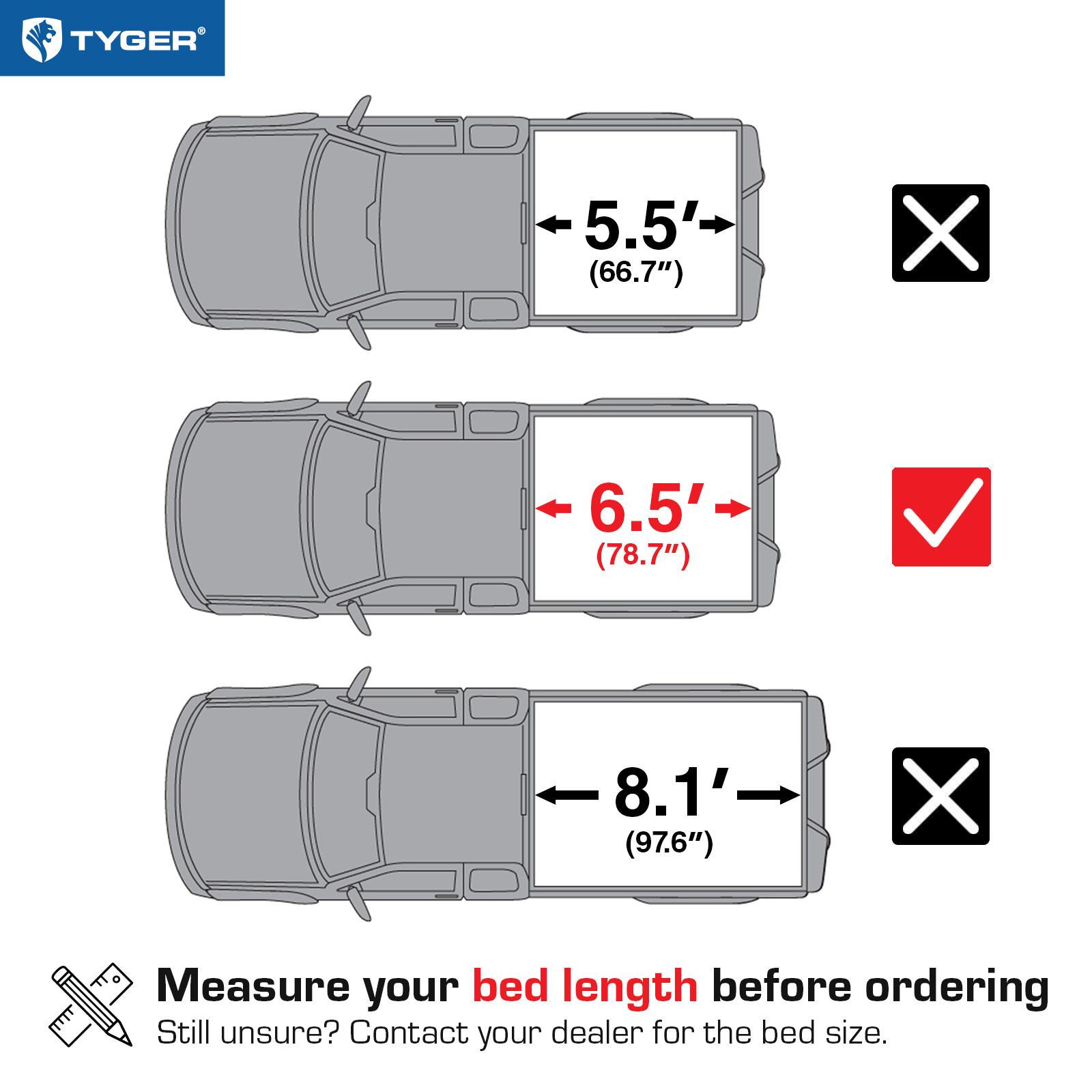 TYGER T3 Soft Tri-fold fit 2022-2024 Toyota Tundra | 6.5' Bed