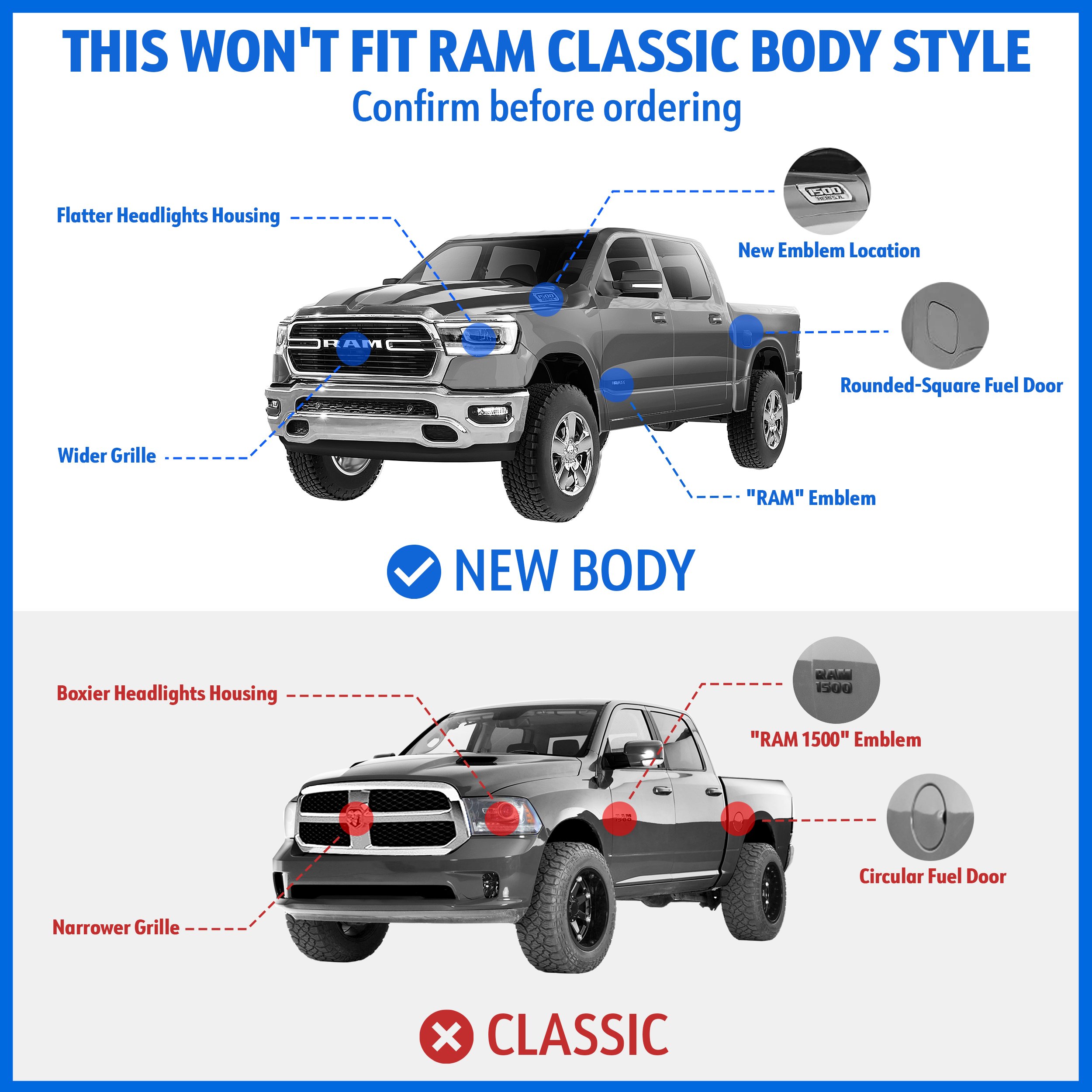 TYGER Blade 6.6in fit 2019-2025 Ram 1500 (Not Fit 19-24 Classic) | Crew Cab