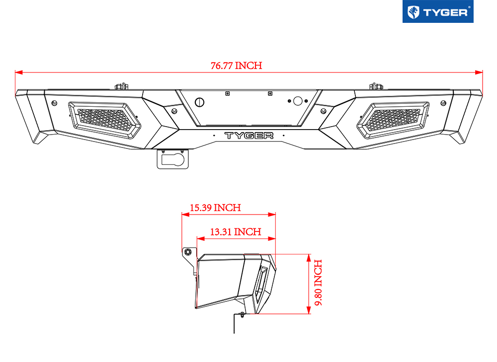 TYGER FURY Rear Bumper Fit 2014-2018 Silverado/Sierra 1500 | Textured Black TG-BP9C80498