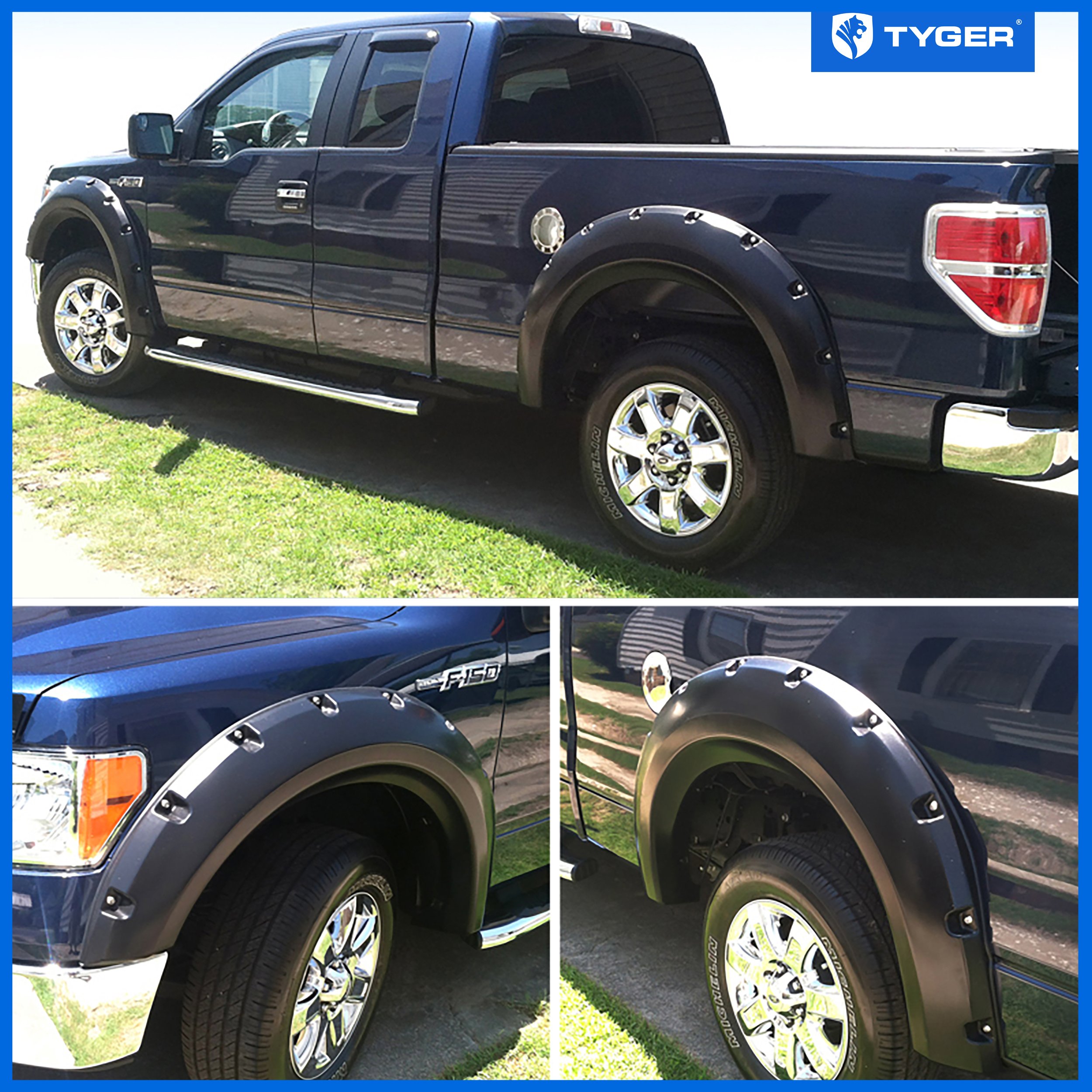 Bolt-Riveted Style 4PC fit 2009-2014 Ford F-150 (Exclude Raptor) | Paintable Smooth Textured
