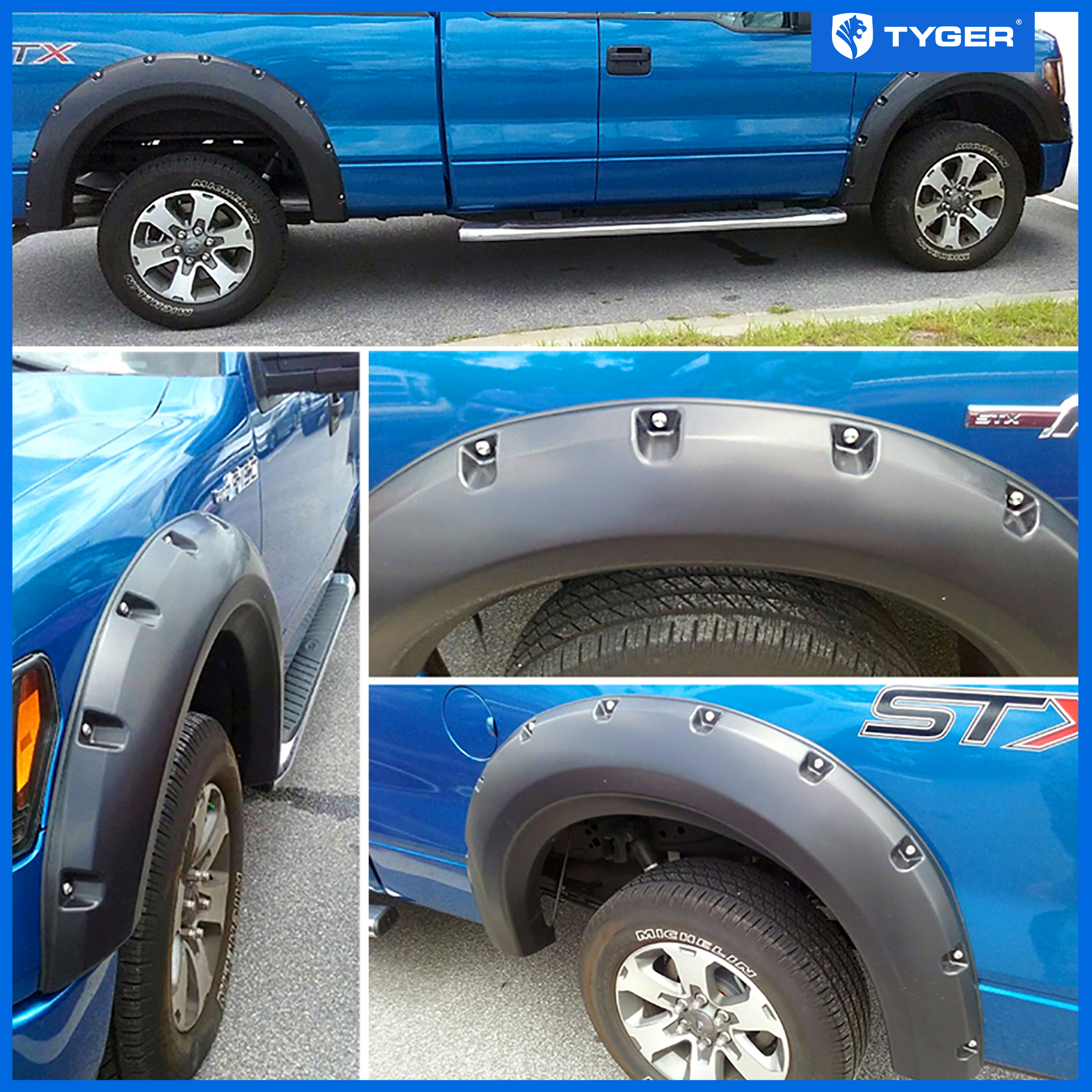 Bolt-Riveted Style 4PC fit 2009-2014 Ford F-150 (Exclude Raptor) | Paintable Smooth Textured