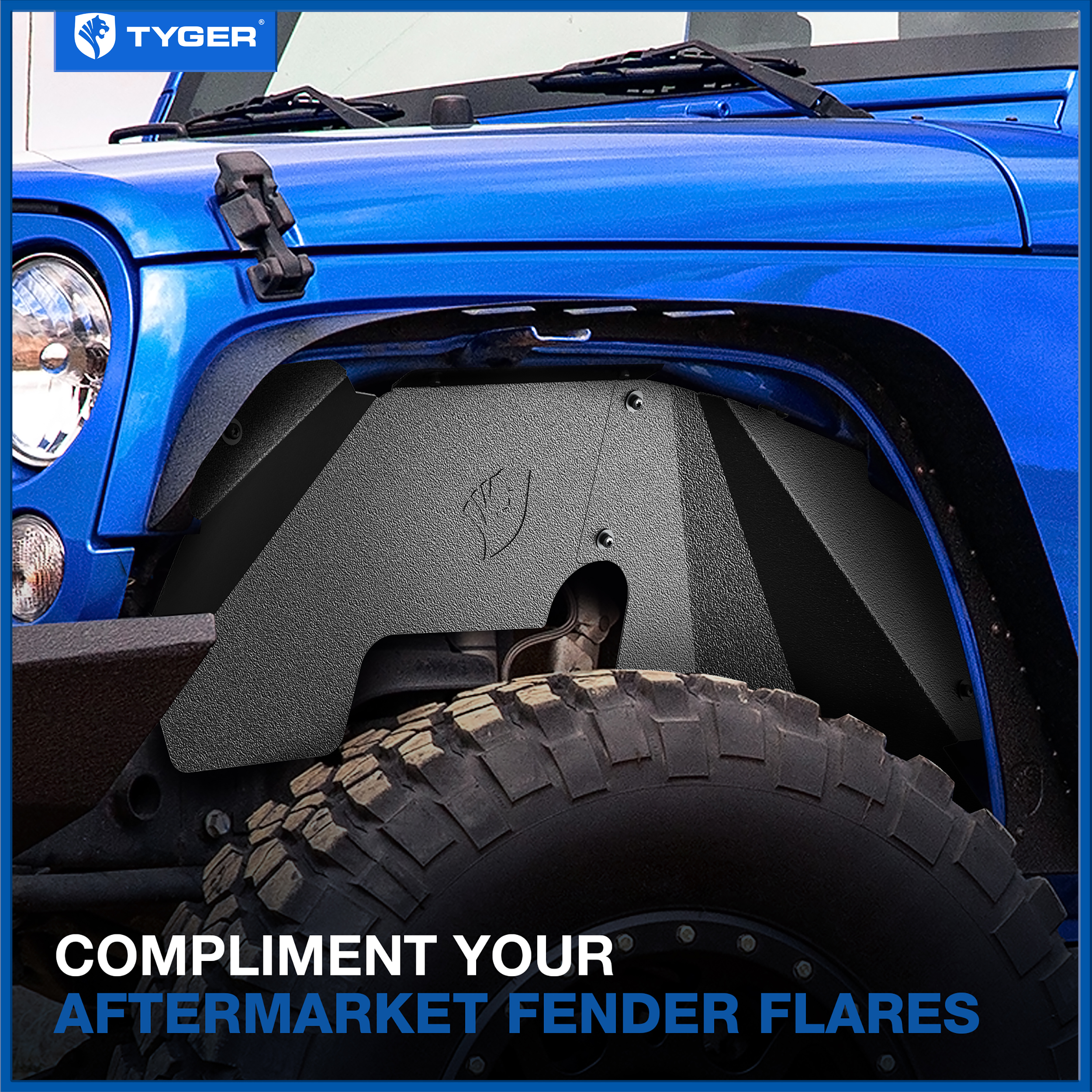 Front Inner Fender Liner Compatible with 2007-2018 Jeep Wrangler