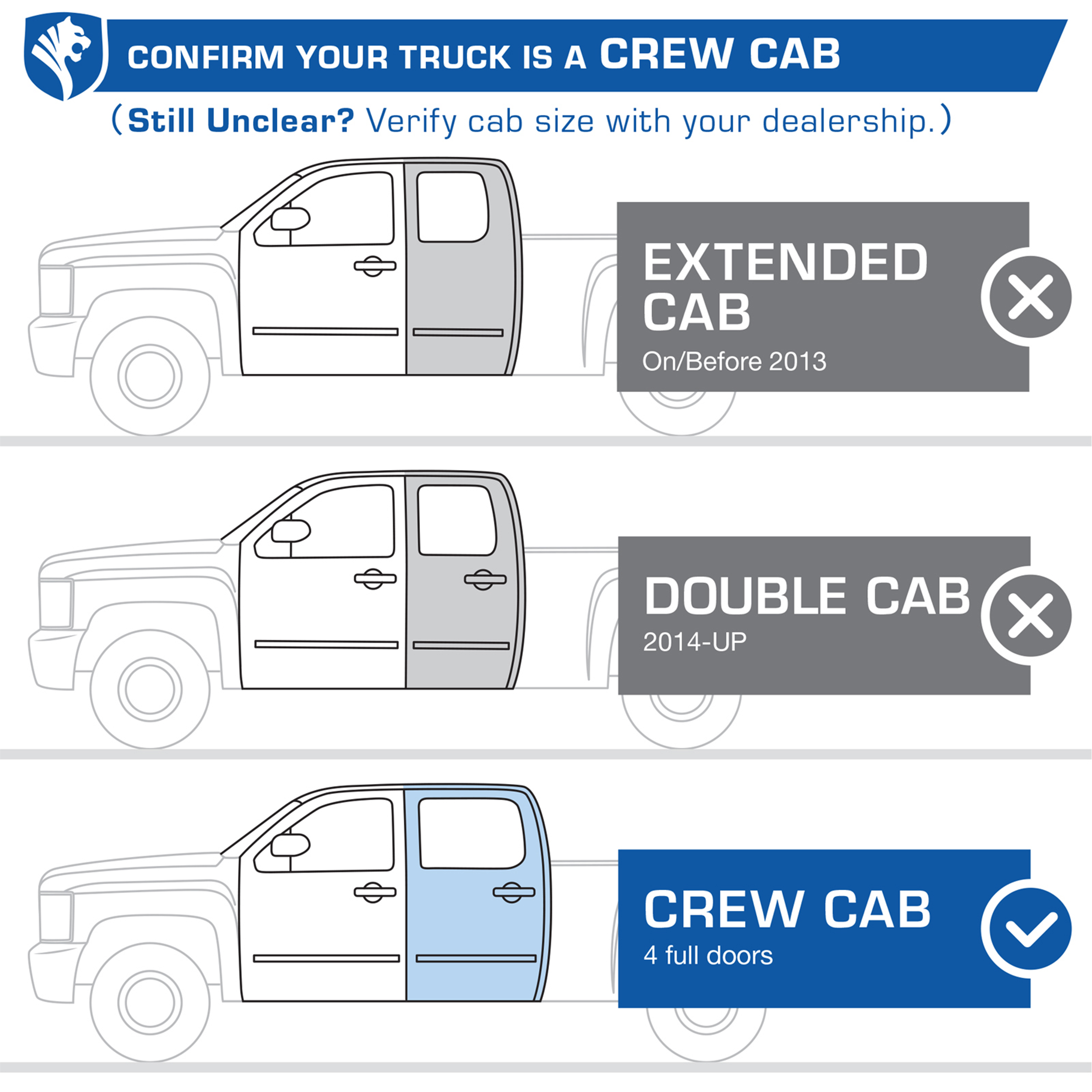 Tyger Trax fit 2019-2024 Chevy Silverado GMC Sierra 1500; 2020-2024 2500 3500HD | Crew Cab