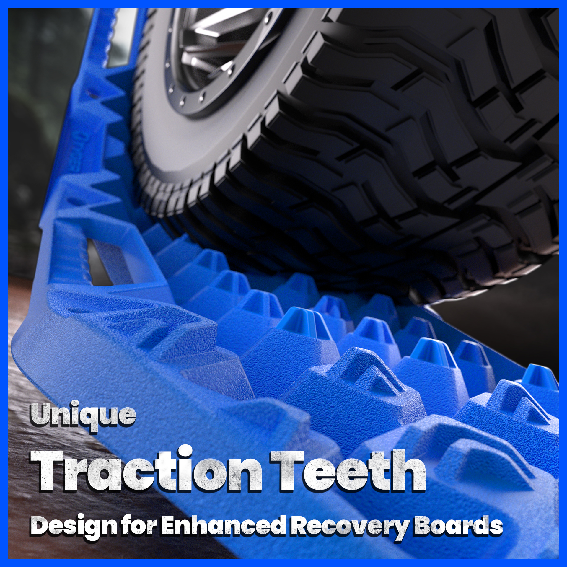 Tyger Auto Topo Off-Road Recovery Boards | Jack Lift Compatible | Extra Wide | Pair Set | Blue