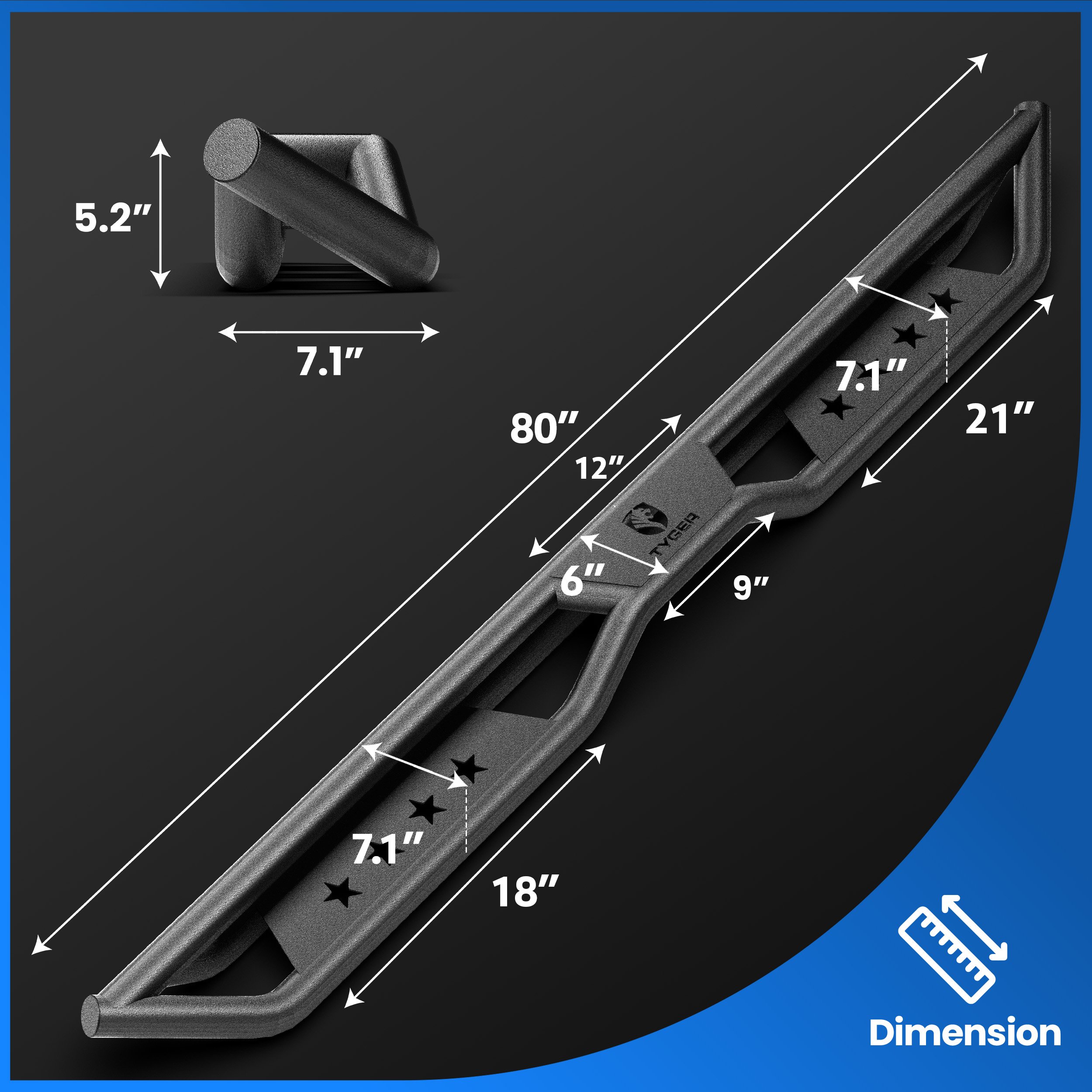 TYGER Star Strider fit 2015-2024 Chevy Colorado GMC Canyon | Crew Cab